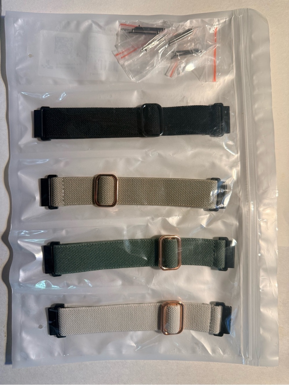 Multi-Pack watch bands in Black, Green, Taupe & beige